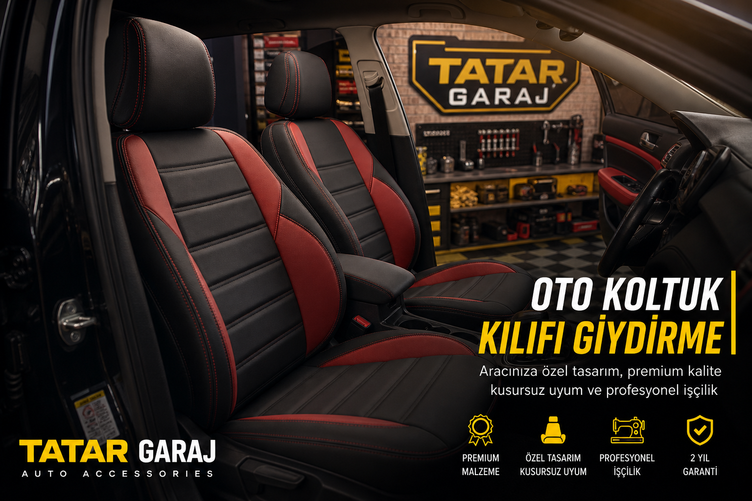 Tatar Garaj atölyesinde oto koltuk kılıfı giydirme montajı